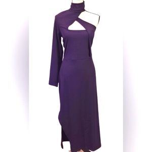 ELOQUII Purple One Shoulder  Turtle Neck Midi-Maxi Dress w/Cut-Out,Size18/20,NWT